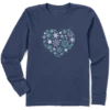 Women's Snowflake Heart Long Sleeve Crusher Tee
