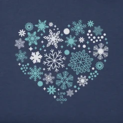 Women's Snowflake Heart Long Sleeve Crusher Tee -One Family Clothing 95047 2 lg