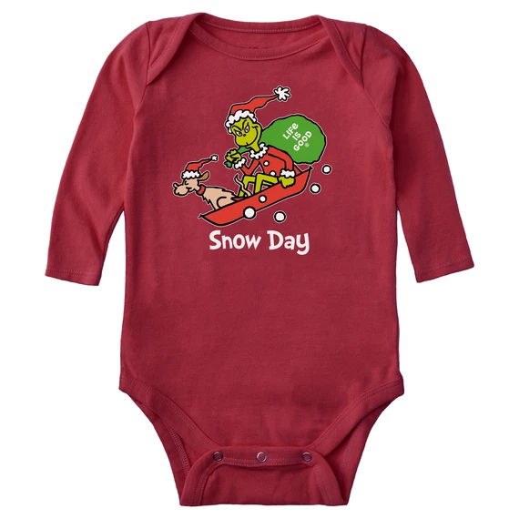 Baby Grinch And Max Snow Day Long Sleeve Crusher Bodysuit 1 Baby Grinch And Max Snow Day Long Sleeve Crusher Bodysuit