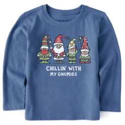 Toddler Chillin Santa Gnomies Long Sleeve Crusher Tee