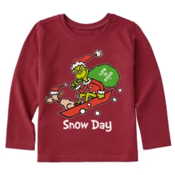 Toddler Grinch And Max Snow Day Long Sleeve Crusher Tee