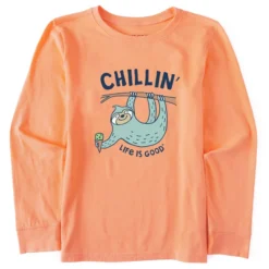 Kids Chillin' Sloth Long Sleeve Crusher Tee