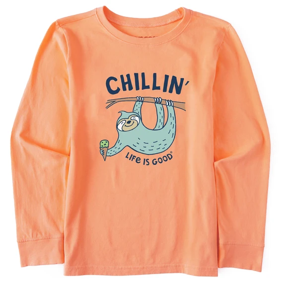 Kids Chillin' Sloth Long Sleeve Crusher Tee 1 Kids Chillin' Sloth Long Sleeve Crusher Tee