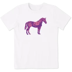 Kids Floral Pattern Horse Crusher Tee