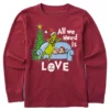 Kids Grinch & Max All We Need Is Love Long Sleeve Crusher Tee