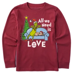 Kids Grinch & Max All We Need Is Love Long Sleeve Crusher Tee