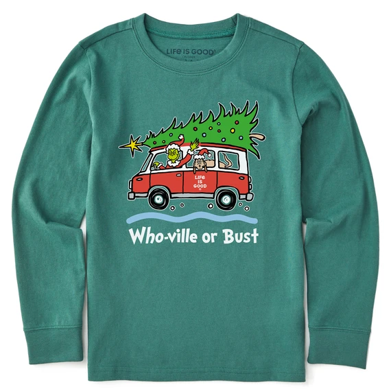 Kids Grinch And Max Who-Ville Or Bust Long Sleeve Crusher Tee 1 Kids Grinch And Max Who-Ville Or Bust Long Sleeve Crusher Tee