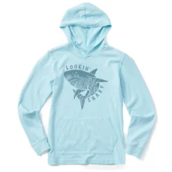 Kids Lookin Sharp Shark Long Sleeve Hooded Crusher Tee