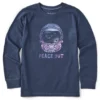 Kids Peace Out Space Helmet Long Sleeve Crusher Tee