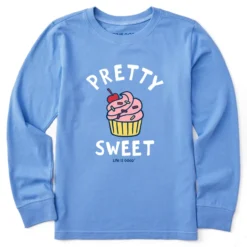 Kids Pretty Sweet Cupcake Long Sleeve Crusher Tee