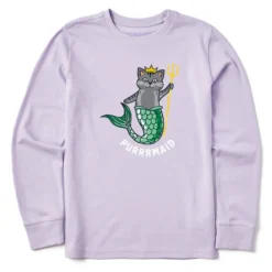 Kids Purrrmaid Long Sleeve Crusher Tee