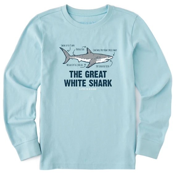Kids The Great White Shark Long Sleeve Crusher Tee 1 Kids The Great White Shark Long Sleeve Crusher Tee