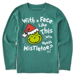 Kids With A Face Like This Grinch Long Sleeve Crusher Tee