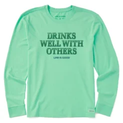 Men's Drinks Well With Others Pub Script Long Sleeve Crusher Tee