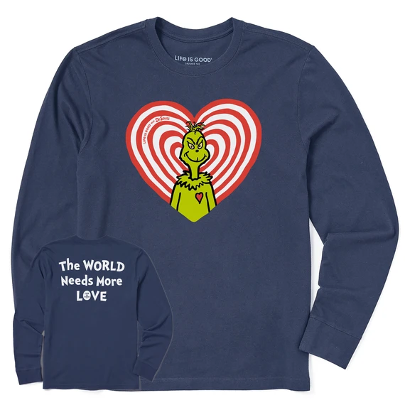 Men's Grinch Radiant Heart Christmas Long Sleeve Crusher Tee 1 Men's Grinch Radiant Heart Christmas Long Sleeve Crusher Tee