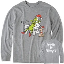 Men's Grinch And Max Adirondack Long Sleeve Crusher Tee