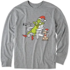Men's Grinch And Max Adirondack Long Sleeve Crusher Tee -One Family Clothing Mens Grinch and Max Adirondack Long Sleeve Crusher Tee 83100 3 lg