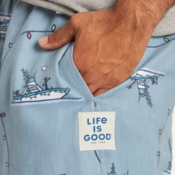 Men's Holiday On The Water Pattern Classic Sleep Pant -One Family Clothing Mens Holiday On The Water Pattern Classic Sleep Pant 80635 4 lg
