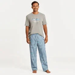 Men's Holiday On The Water Pattern Classic Sleep Pant -One Family Clothing Mens Holiday On The Water Pattern Classic Sleep Pant 80635 5 lg
