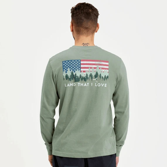 Men's Land That I Love Flag Long Sleeve Crusher Tee 1 Men's Land That I Love Flag Long Sleeve Crusher Tee