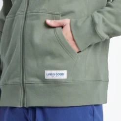 Men's Take It Outside Forest Simply True Fleece Zip Hoodie -One Family Clothing Mens Take It Outside Forest Simply True Fleece Zip Hoodie 89604 5 lg