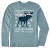 Men's Ugly Sweater Merry Christmoose Long Sleeve Crusher-LITE Tee