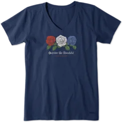 Women's America The Beautiful Roses Crusher Vee
