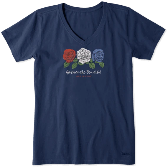 Women's America The Beautiful Roses Crusher Vee 1 Women's America The Beautiful Roses Crusher Vee
