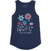 Women's Americana Linear Flowers Sleeveless High-Low Crusher-LITE Tank