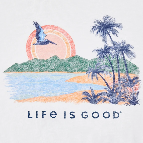 Women's Beach Landscape Sketch Relaxed FitSlub Tee 2 Women's Beach Landscape Sketch Relaxed FitSlub Tee - Image 2