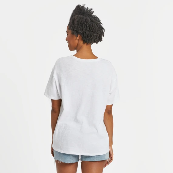 Women's Beach Landscape Sketch Relaxed FitSlub Tee 3 Women's Beach Landscape Sketch Relaxed FitSlub Tee - Image 3