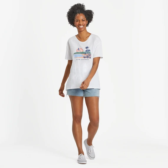 Women's Beach Landscape Sketch Relaxed FitSlub Tee 4 Women's Beach Landscape Sketch Relaxed FitSlub Tee - Image 4