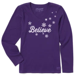 Women's Believe Long Sleeve Crusher Vee
