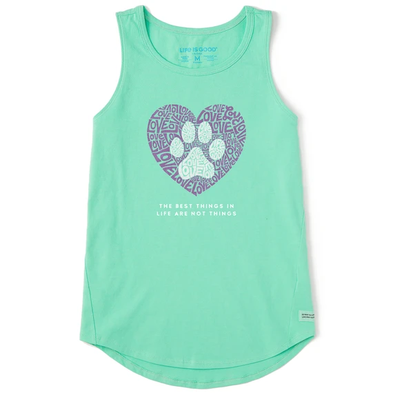 Women's Best Things Paw Heart Sleeveless High-Low Crusher-LITE Tank 1 Women's Best Things Paw Heart Sleeveless High-Low Crusher-LITE Tank