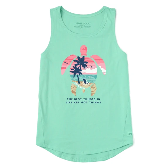 Women's Best Things Sea Turtle Beach Sleeveless High-Low Crusher-LITE Tank 1 Women's Best Things Sea Turtle Beach Sleeveless High-Low Crusher-LITE Tank