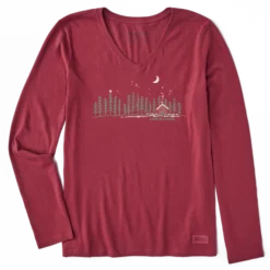 Women's Cabin Landscape Long Sleeve Crusher Vee