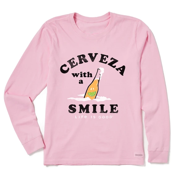 Women's Cerveza With A Smile Long Sleeve Crusher-LITE Tee 1 Women's Cerveza With A Smile Long Sleeve Crusher-LITE Tee
