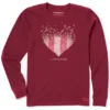 Women's Christmas Heart Long Sleeve Crusher Tee