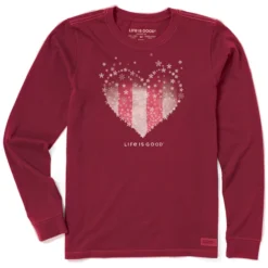 Women's Christmas Heart Long Sleeve Crusher Tee