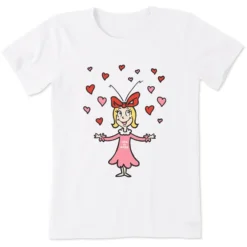 Women's Cindy-Lou HeartsCrusher Tee -One Family Clothing Womens CindyLou Hearts Short Sleeve Crusher Tee 83621 3 lg