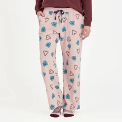 Women's Cocoa And Candy Cane Pattern Snuggle Up Sleep Pant