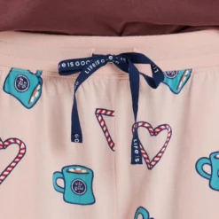 Women's Cocoa And Candy Cane Pattern Snuggle Up Sleep Pant -One Family Clothing Womens Cocoa and Candy Cane Pattern Snuggle Up Sleep Pant 80964 3 lg