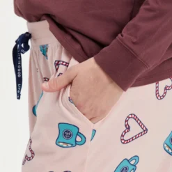 Women's Cocoa And Candy Cane Pattern Snuggle Up Sleep Pant -One Family Clothing Womens Cocoa and Candy Cane Pattern Snuggle Up Sleep Pant 80964 4 lg