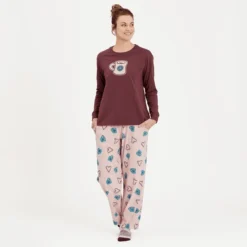 Women's Cocoa And Candy Cane Pattern Snuggle Up Sleep Pant -One Family Clothing Womens Cocoa and Candy Cane Pattern Snuggle Up Sleep Pant 80964 5 lg