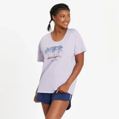 Women's Cool Palm Flowers Relaxed FitSlub Tee