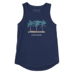 Women's Cool Palm Flowers Sleeveless High-Low Crusher-LITE Tank
