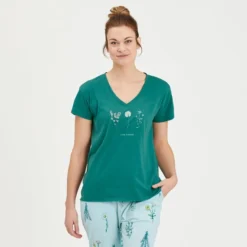 Women's Detailed Wildflowers Snuggle Up Relaxed Sleep Vee