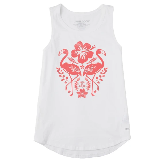 Women's Flamingo Garden Sleeveless High-Low Crusher-LITE Tank 1 Women's Flamingo Garden Sleeveless High-Low Crusher-LITE Tank
