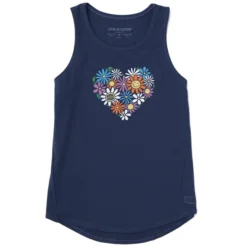 Women's Flower Heart Sleeveless High-Low Crusher-LITE Tank