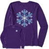 Women's Folk Art Snowflake Long Sleeve Crusher Tee